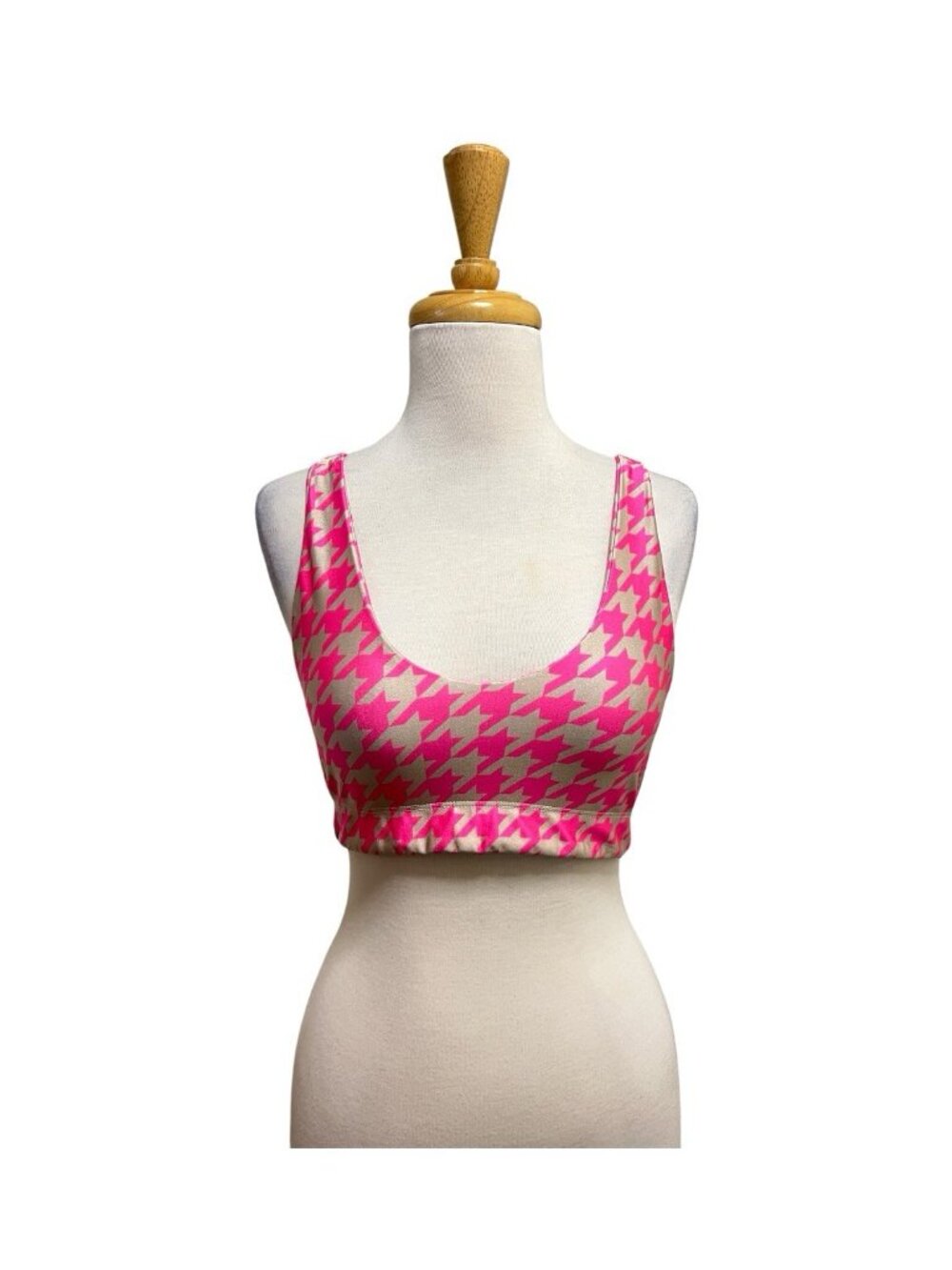 Goldsheep Pink Houndstooth Sports Bra Size S Small